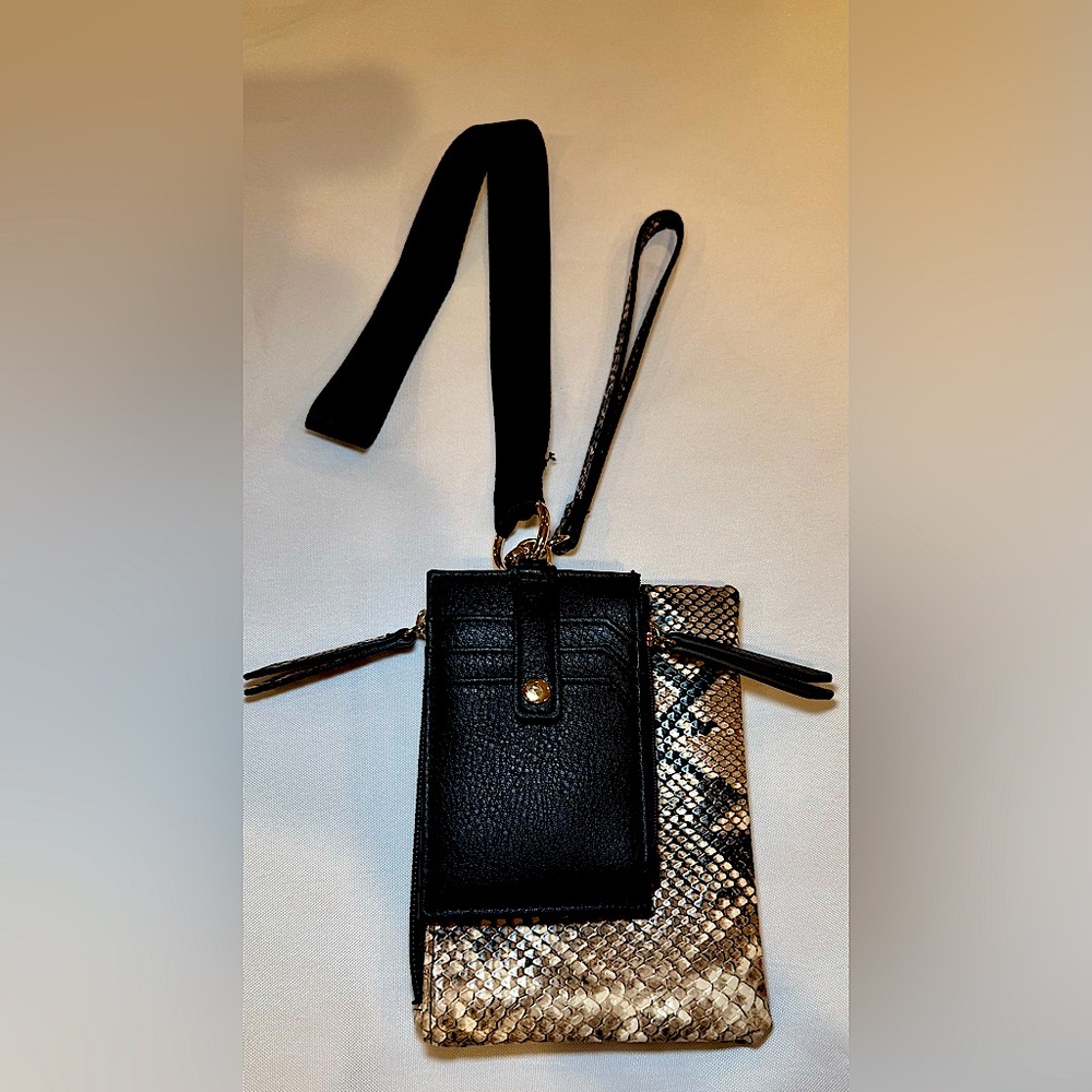 New INC Amandaa Snake Skin Faux Leather Card Case And Wristlet Wallet